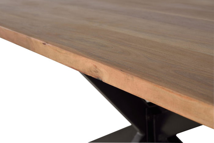 GINER Y COLOMER Mesa de Comedor Acacia Natural con Patas de Metal Negro 180x100 cm